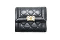 Chanel 28 Quilted Boy Lambskin Trifold Wallet