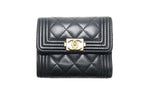 Chanel 28 Quilted Boy Lambskin Trifold Wallet