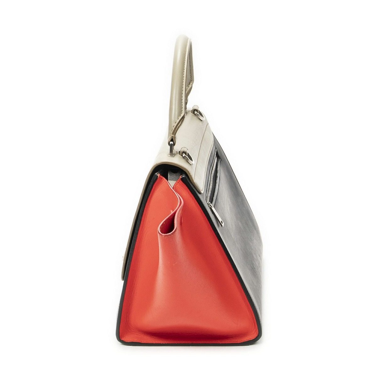 Celine Small Tricolor Trapeze Black Red Calfskin Leather Messenger Bag — view 3