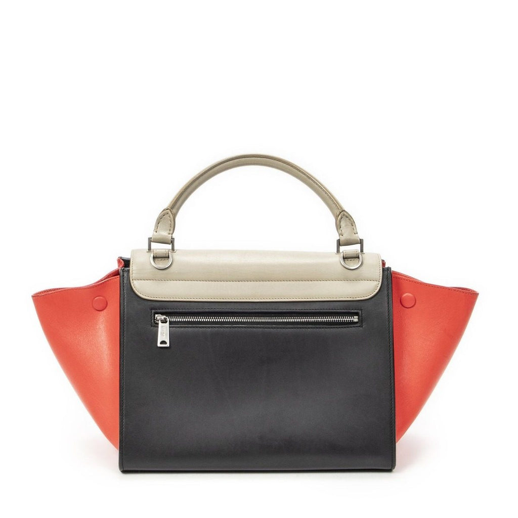 Celine Small Tricolor Trapeze Black Red Calfskin Leather Messenger Bag — view 5
