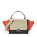 Celine Small Tricolor Trapeze Black Red Calfskin Leather Messenger Bag