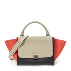 Celine Small Tricolor Trapeze Black Red Calfskin Leather Messenger Bag