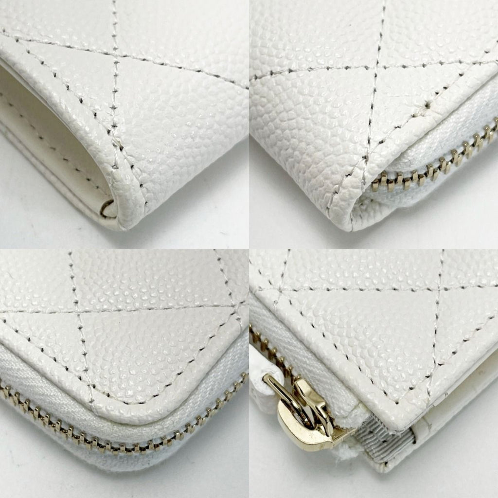 Chanel Quilted Ap0221 White Coco Mark Coin Case Key Caviar Leather — view 6