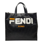 Fendi Mania Zucca Fila Collaboration Tote Black Leather Wool