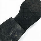 Chanel Boots Short Shoes Leather Black Coco Mark Quilted Lace Up Middle — view 8