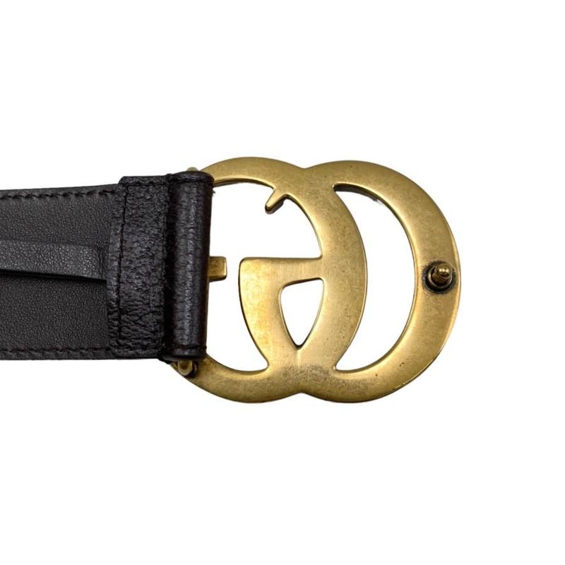 Gucci Wide Belt Double G Dj20 T 1000 Calfskinleather Black Goldhardware — view 4