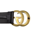Gucci Wide Belt Double G Dj20 T 1000 Calfskinleather Black Goldhardware — view 4