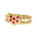 Saint Laurent Yves Heart Ring 18k Yellow Gold Ruby