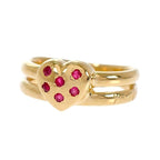 Saint Laurent Yves Heart Ring 18k Yellow Gold Ruby