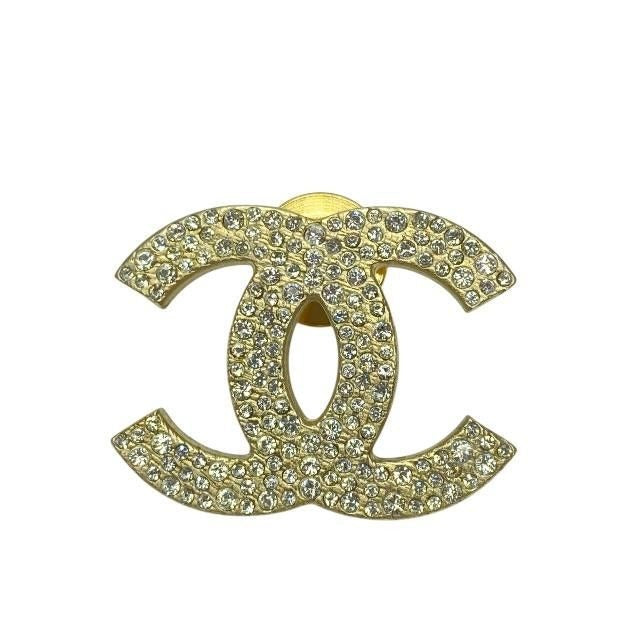 Chanel Brooch Pin Badge Accessories Coco Mark GP Rhinestone Gold 08 — view 2