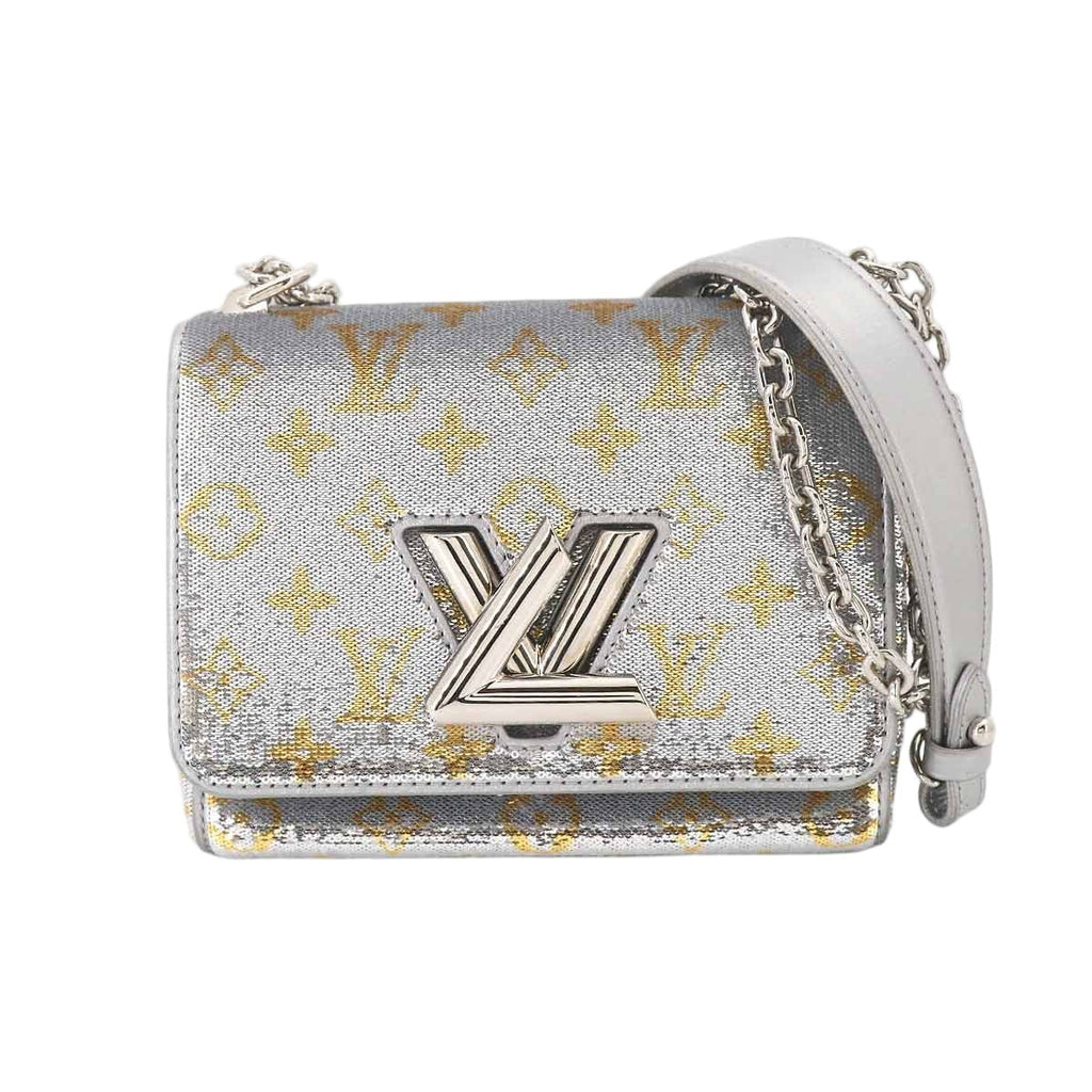 Louis Vuitton Monogram Sequin Twist PM Chain Shoulder Bag Silver