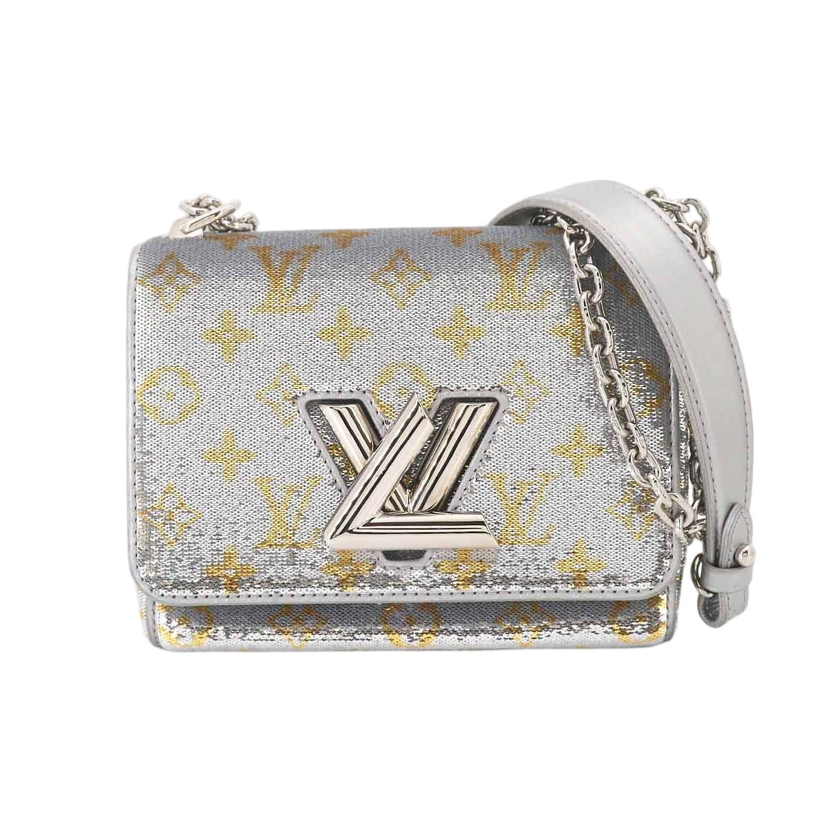 Louis Vuitton Monogram Sequin Twist PM Chain Shoulder Bag Silver