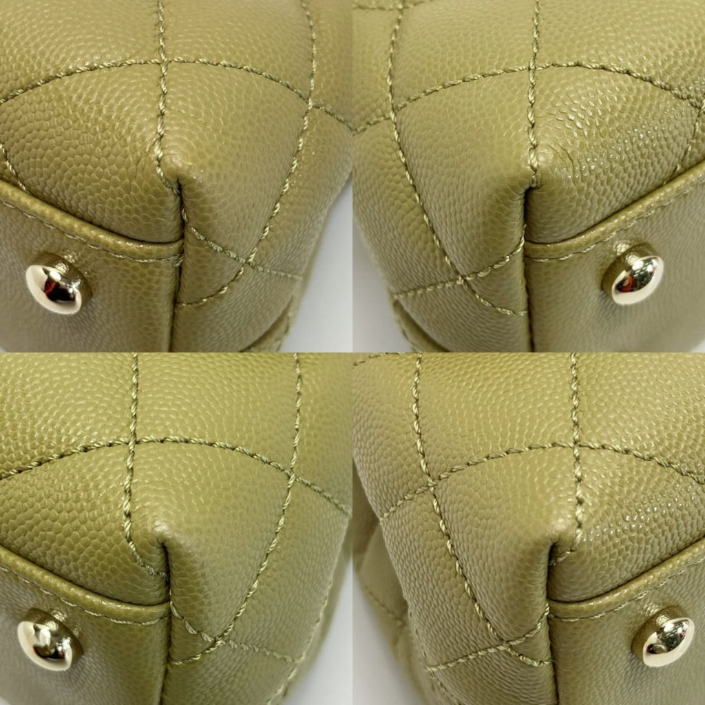 Chanel Quilted Coco Handle XS Handbag Olive Caviar Leather Chain — view 8