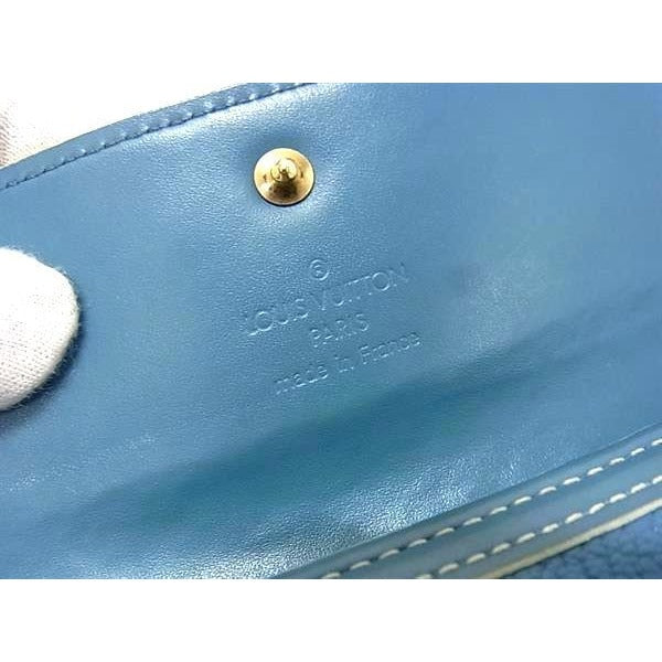 Louis Vuitton Long Wallet Suhali Porte Trsor International Blue Leather — view 2