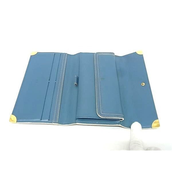 Louis Vuitton Long Wallet Suhali Porte Trsor International Blue Leather — view 5