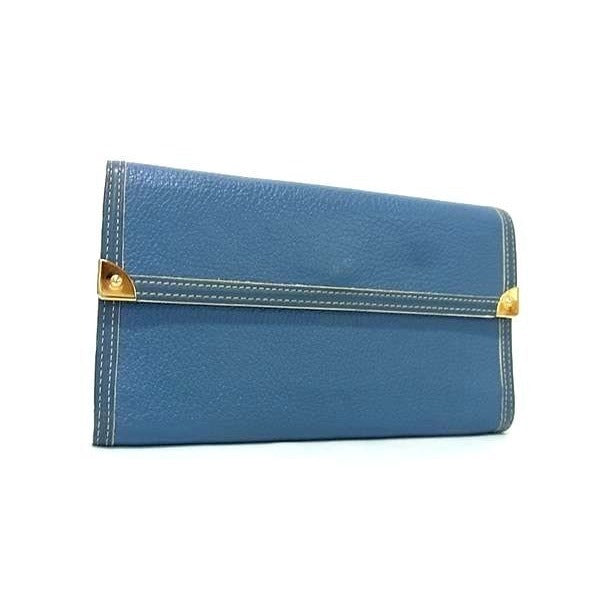 Louis Vuitton Long Wallet Suhali Porte Trsor International Blue Leather