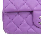 Chanel Shoulder Bag Pink Purple Silver Lambskin Mini Quilted 20 Single Flap — view 6