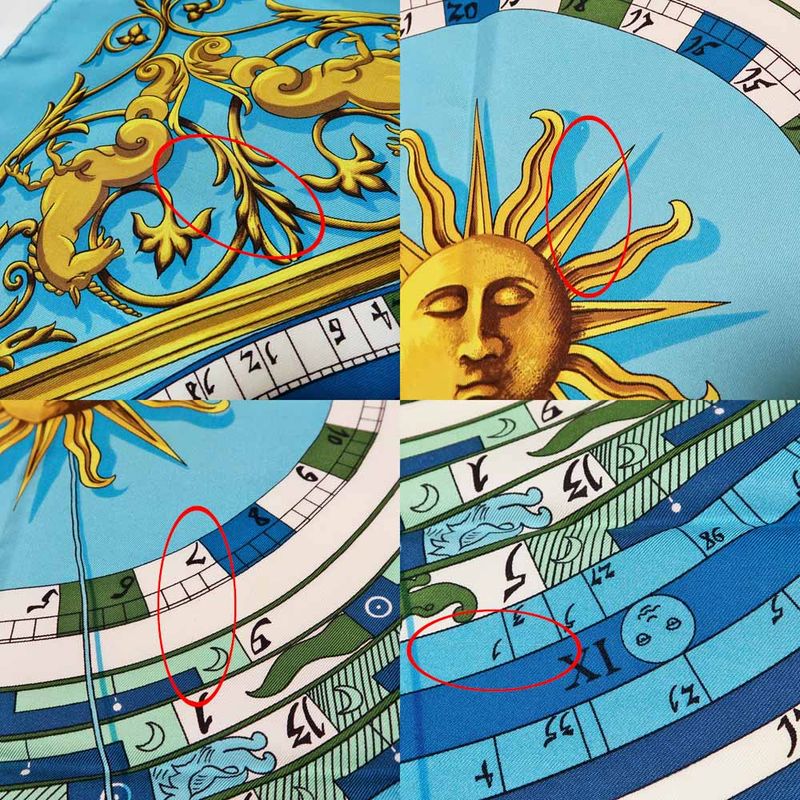 Hermes Carre 90 Scarf DIES ET HORE Astrology 100% Silk Blue Cleaned — view 9