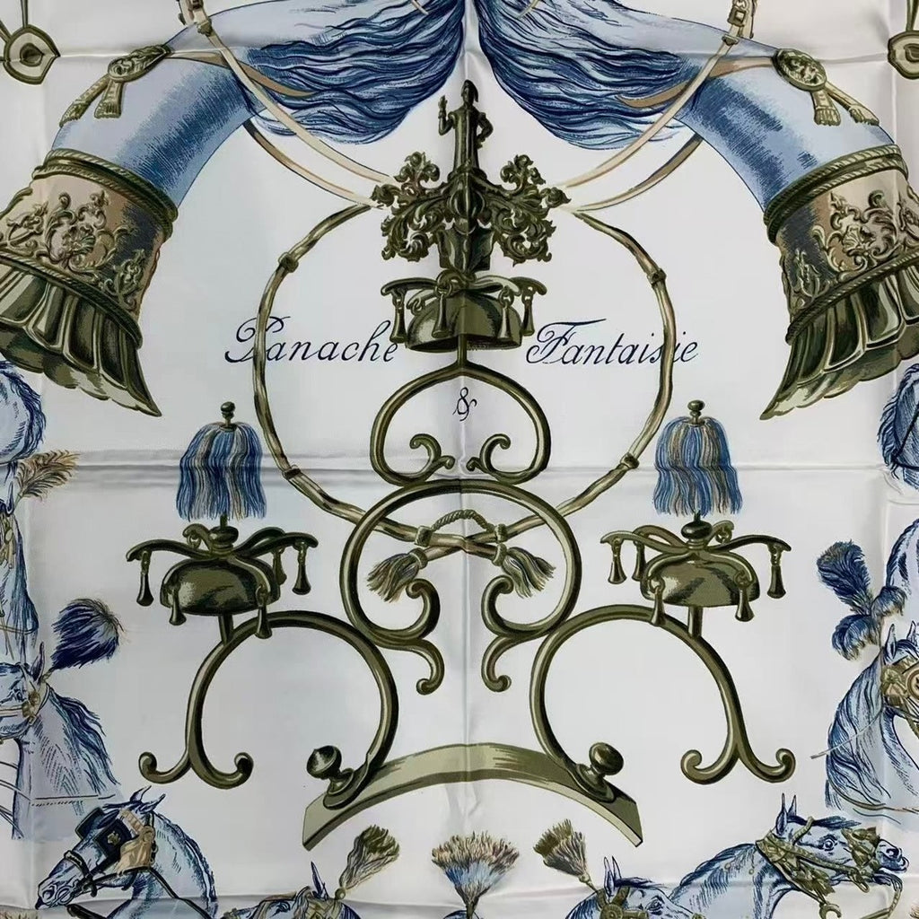 Hermes Carre 90 Scarf Silk Panache Et Fantasie and Red — view 6