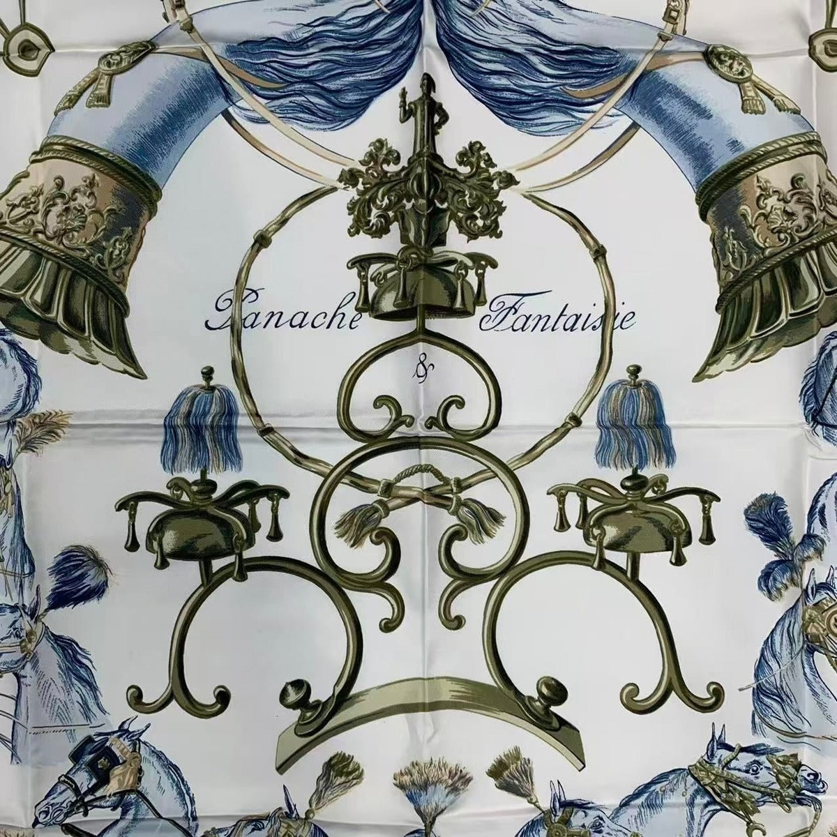 Hermes Carre 90 Scarf Silk Panache Et Fantasie and Red — view 6
