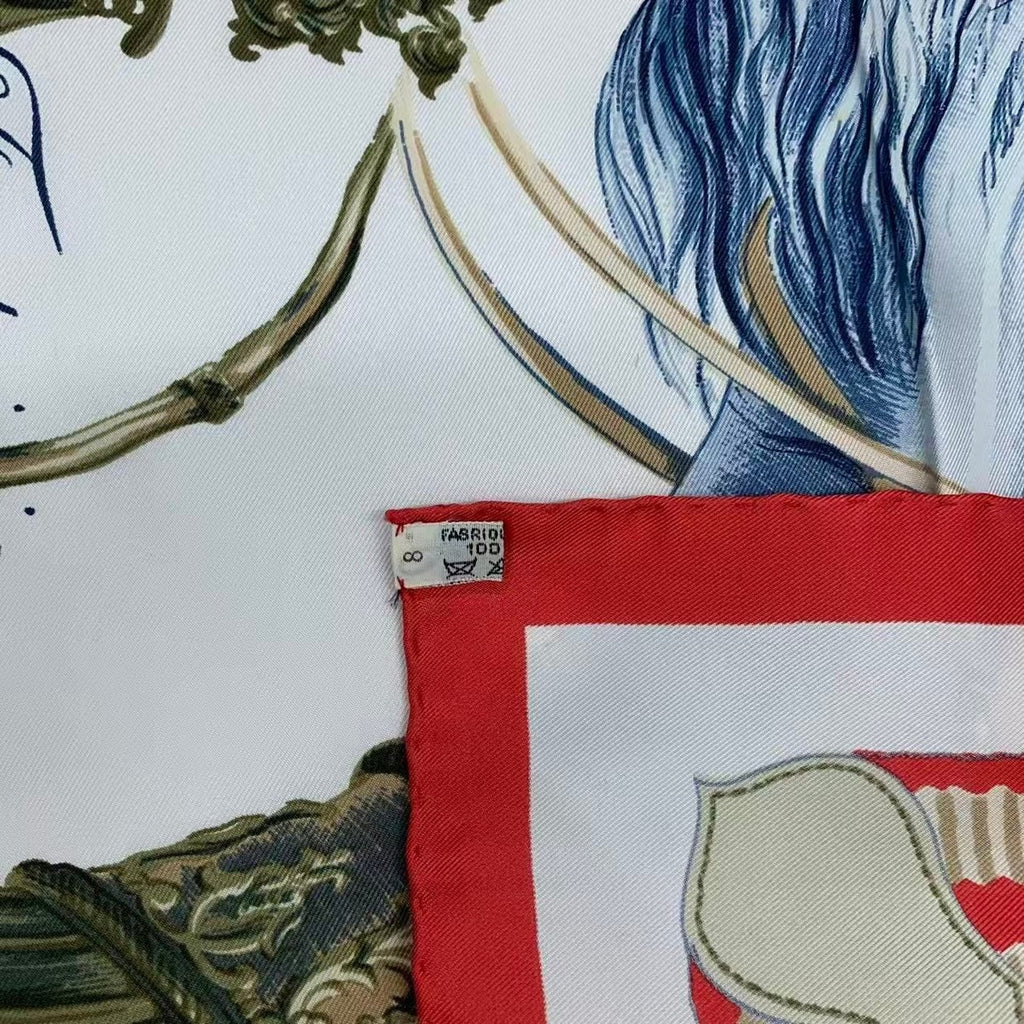 Hermes Carre 90 Scarf Silk Panache Et Fantasie and Red — view 8