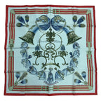 Hermes Carre 90 Scarf Silk Panache Et Fantasie and Red