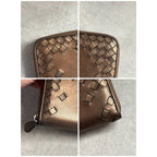 Bottega Veneta Intrecciato Round Zipper Long Wallet Bronze Leather Men — view 3