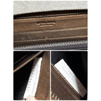 Bottega Veneta Intrecciato Round Zipper Long Wallet Bronze Leather Men — view 4