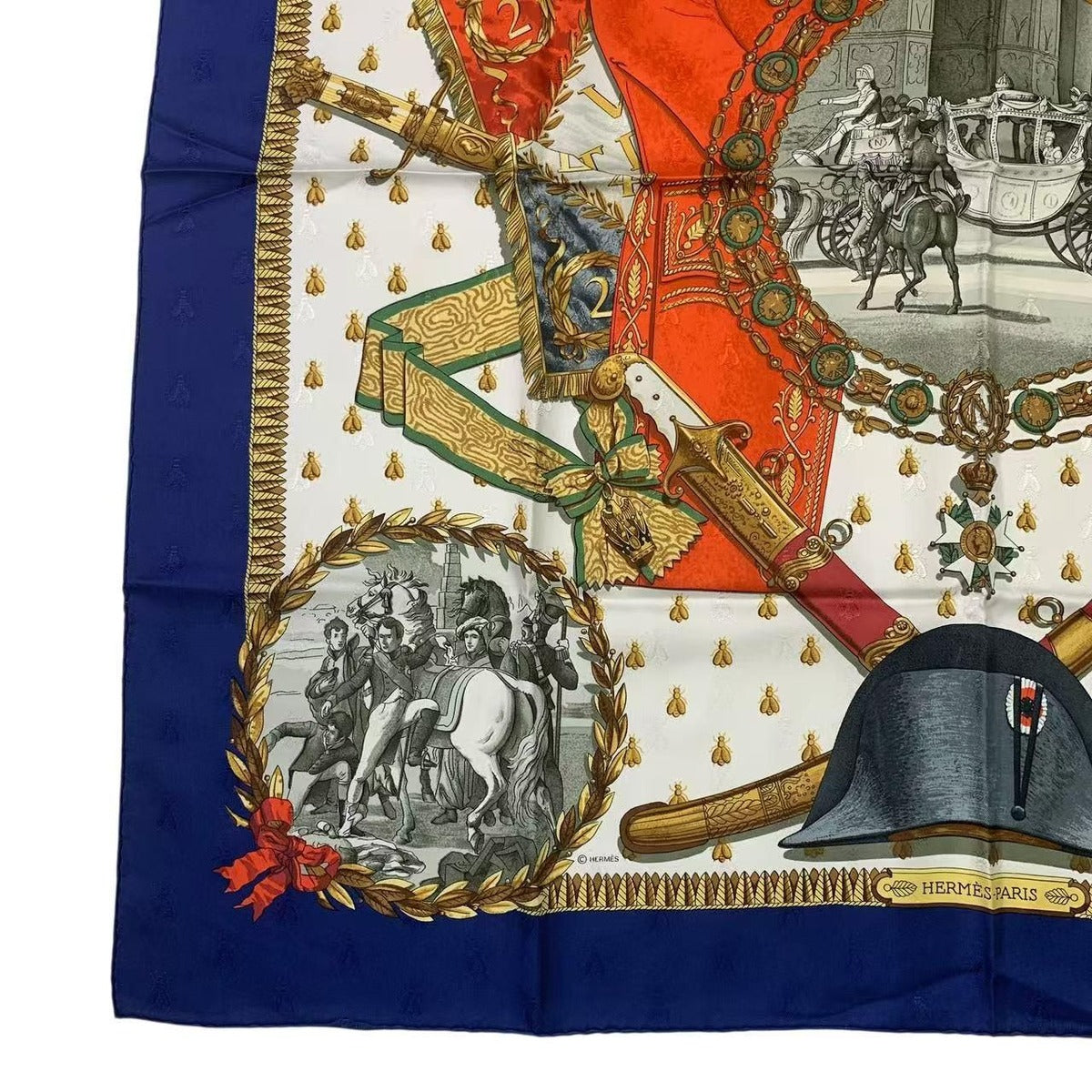 Hermes Scarf Carre 90 Silk Napoleon Navy — view 4