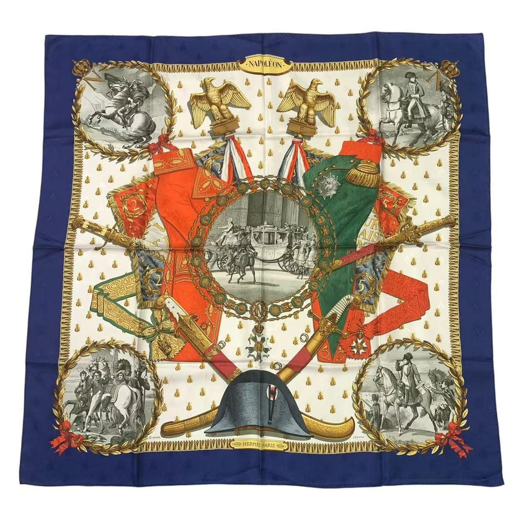 Hermes Scarf Carre 90 Silk Napoleon Navy