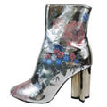 Louis Vuitton Silhouette Line Ankle Boots Metallic Floral Print Short Leather