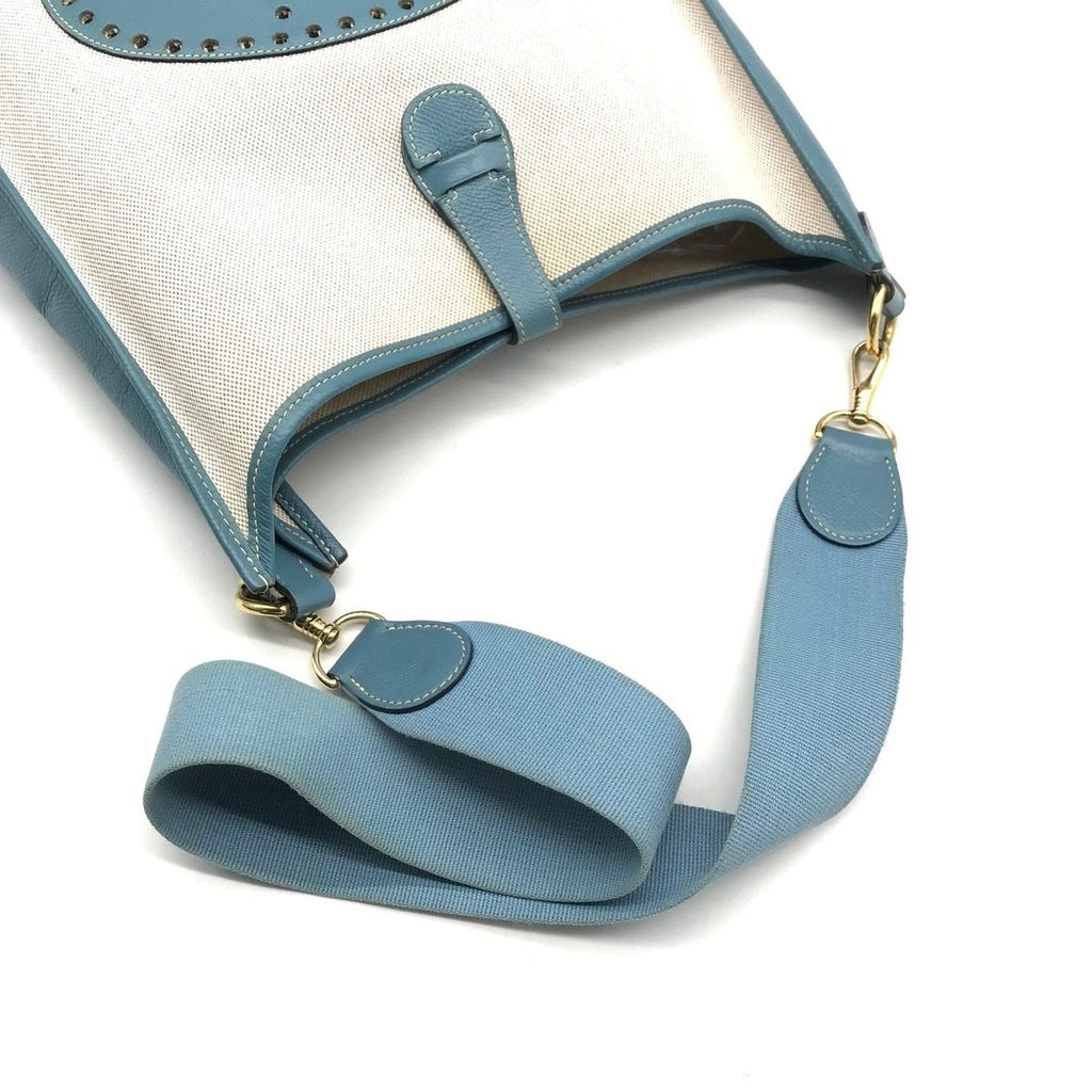 Hermes Evelyne I Toile Blue Jean Shikaku Shoulder Bag Gold — view 6