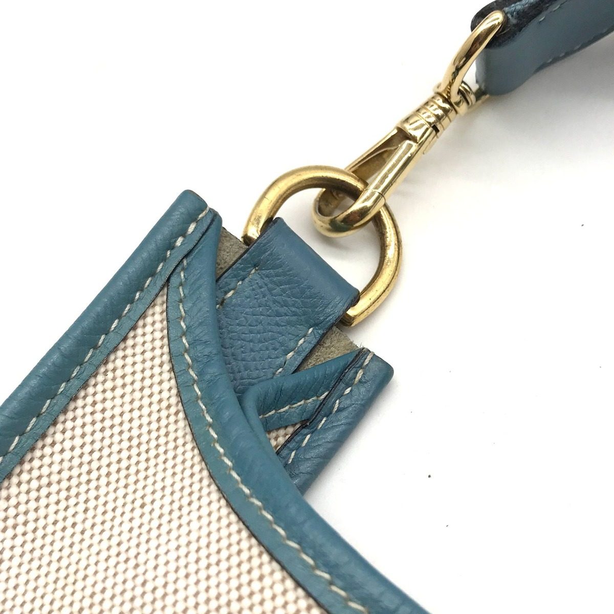 Hermes Evelyne I Toile Blue Jean Shikaku Shoulder Bag Gold — view 8