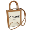 Celine Mini Vertical Cover 2-Way Bag Canvas Leather Brown Off White