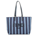 Fendi Tote Logo Stripe Canvas Leather