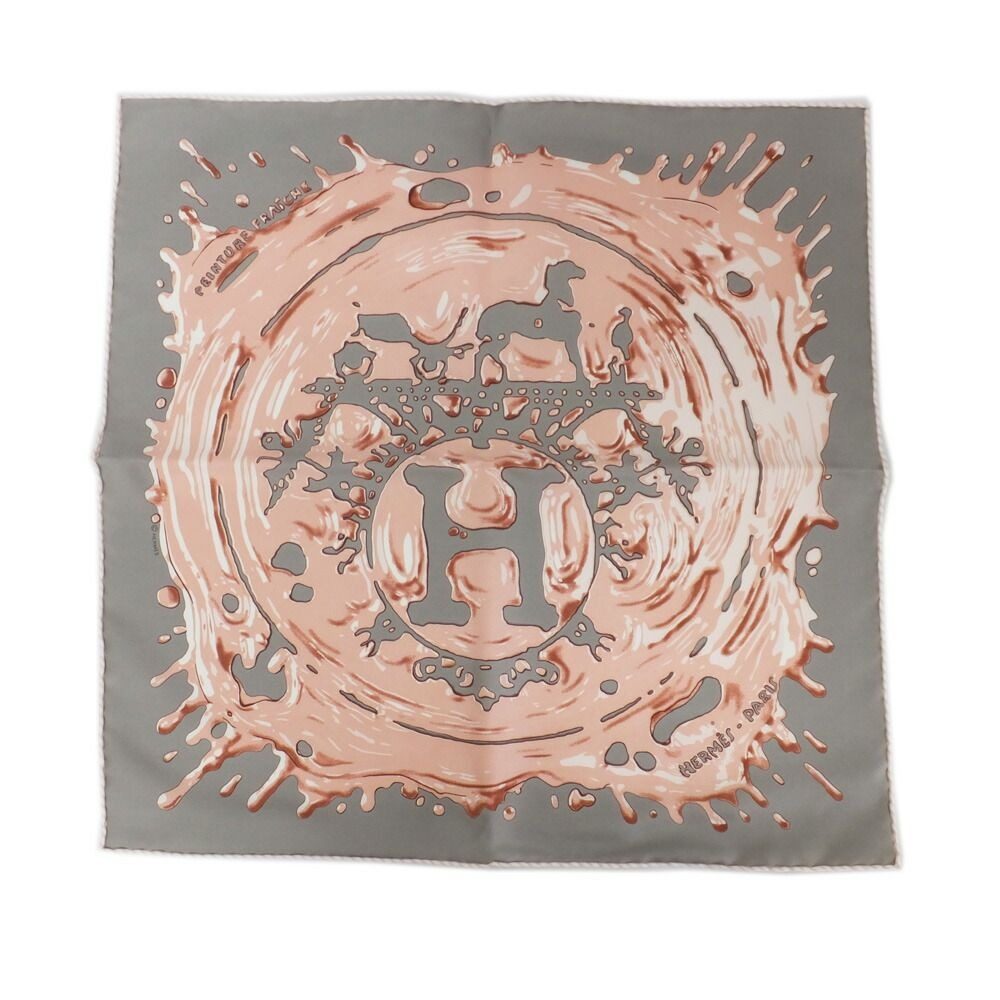 Hermes Carre 45 Gavroche Gray Pink Peinture Fraiche Freshly Painted Scarf