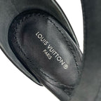 Louis Vuitton Stellar Line Sandals Shoes Leather Patent Black Gold Logo Strap — view 7