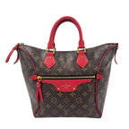 Louis Vuitton Tournelle PM Monogram Cerise Leather Brown Red Handbag Gold