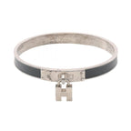 Hermes Bangle Kelly Black Stainless Steel Leather — view 2
