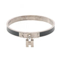 Hermes Bangle Kelly Black Stainless Steel Leather