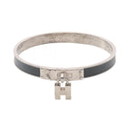 Hermes Bangle Kelly Black Stainless Steel Leather