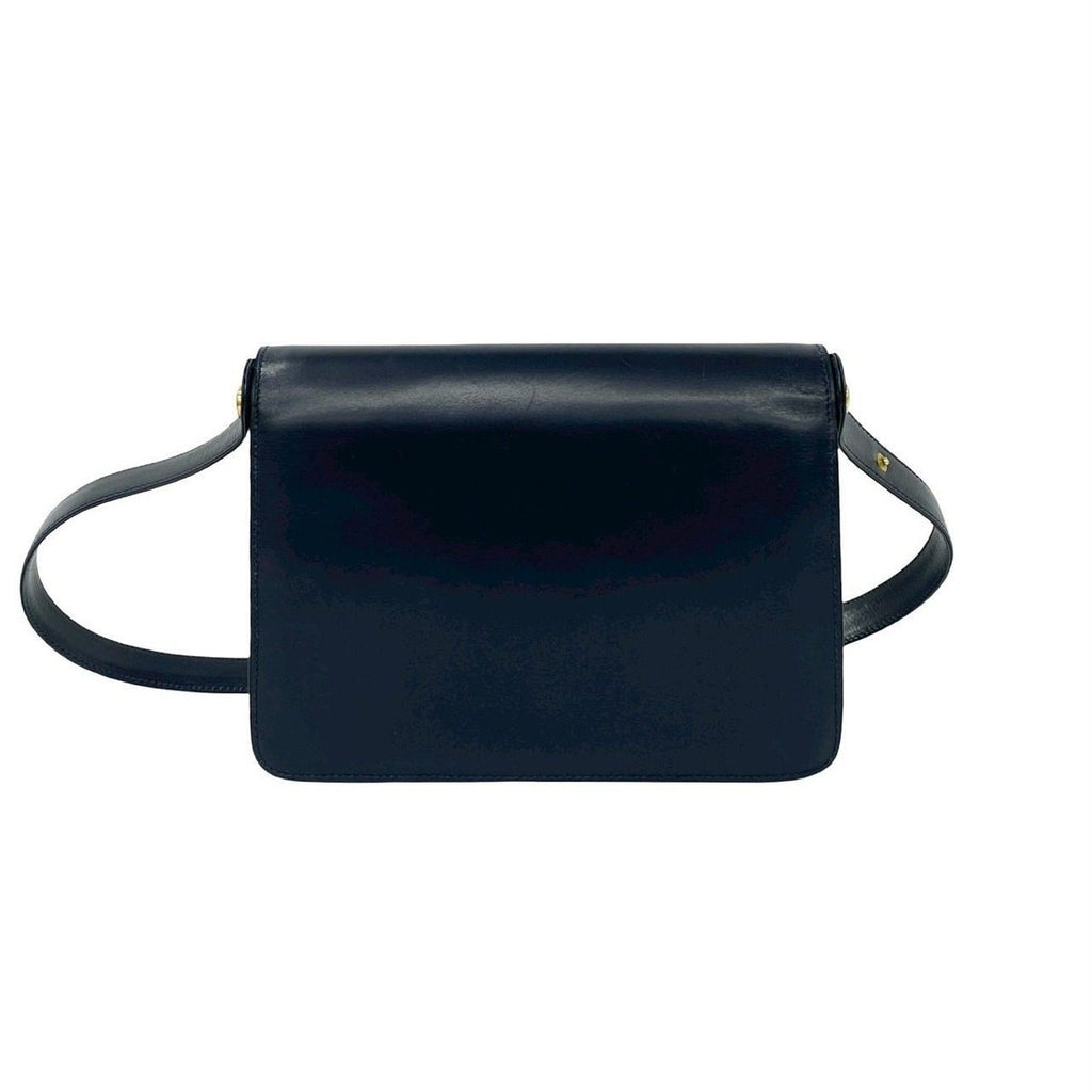 Gucci Vintage Sherry Line Horsebit Leather Shoulder Bag Navy — view 3