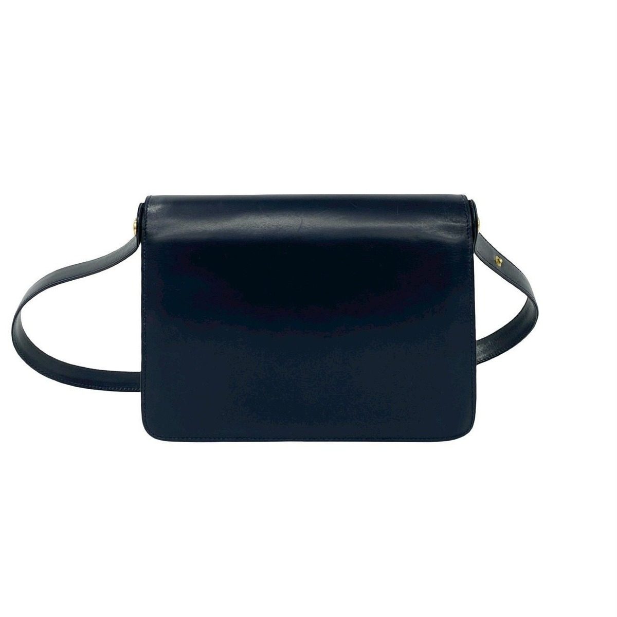 Gucci Vintage Sherry Line Horsebit Leather Shoulder Bag Navy — view 3