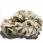 Celine Logo Scrunchie Hair Triomphe Gold Green Silk — view 3