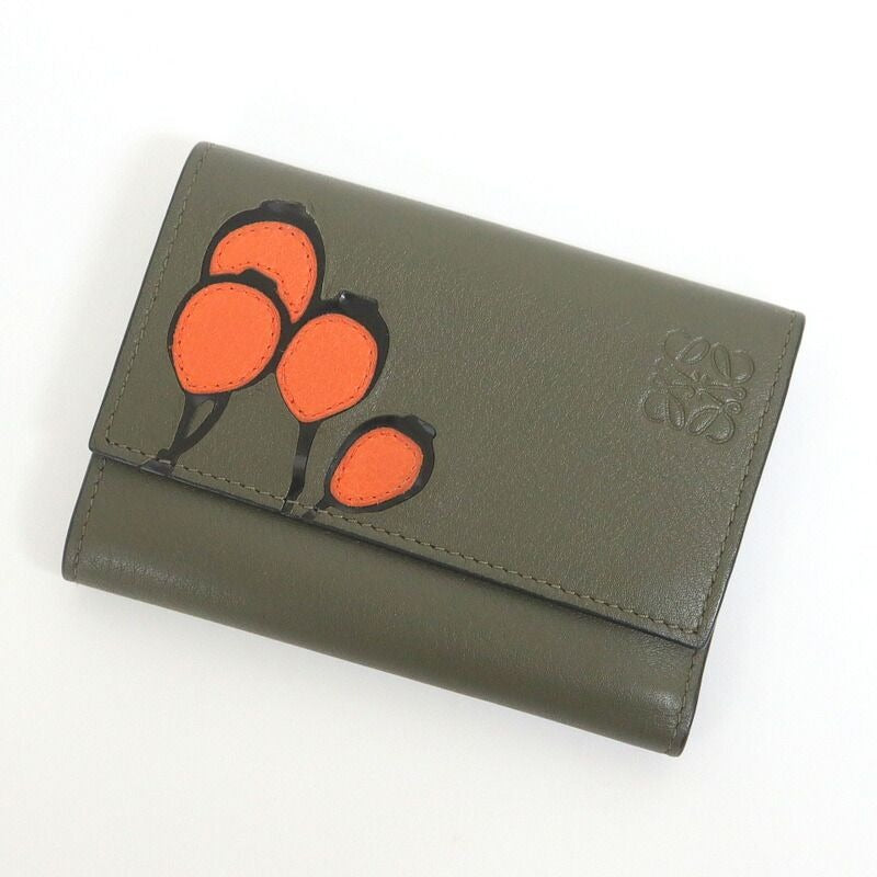 Loewe Small Vertical Wallet Balloon Khaki Leather