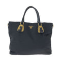 Prada Tessuto Logo Black Gold Hardware Nylon Bn1902 Tote Bag