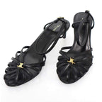 Celine Triomphe Charm Leather Sandals Black 36
