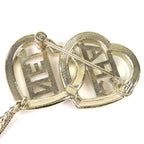 Chanel CC Logo Metal Strass Double Heart Chain Brooch Gold — view 5