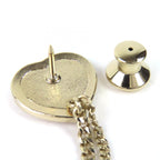 Chanel CC Logo Metal Strass Double Heart Chain Brooch Gold — view 7