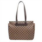 Louis Vuitton Vallioli PM Tote Bag Damier Ebene Brown Gold Hardware